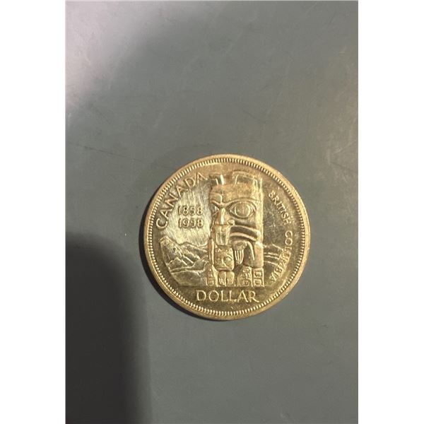 1958 Canada Silver Dollar BC Centennial Coin