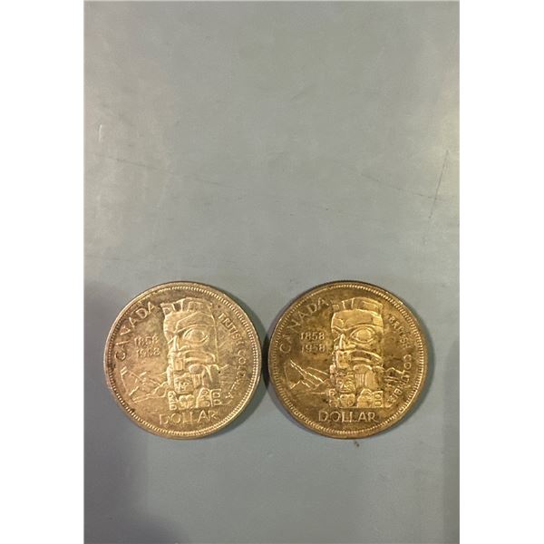 Lot of 2 - 1958 Canada Silver Dollar AU Coins