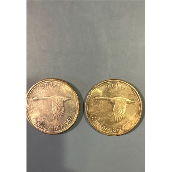 Lot of 2 - 1958 Canada Silver Dollar Coins