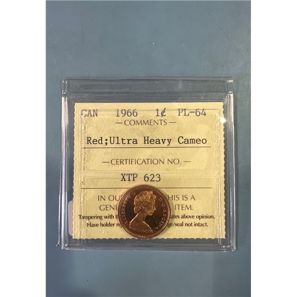 Canada 1966 $1 Cent PL-64 Red Ultra Heavy Cameo