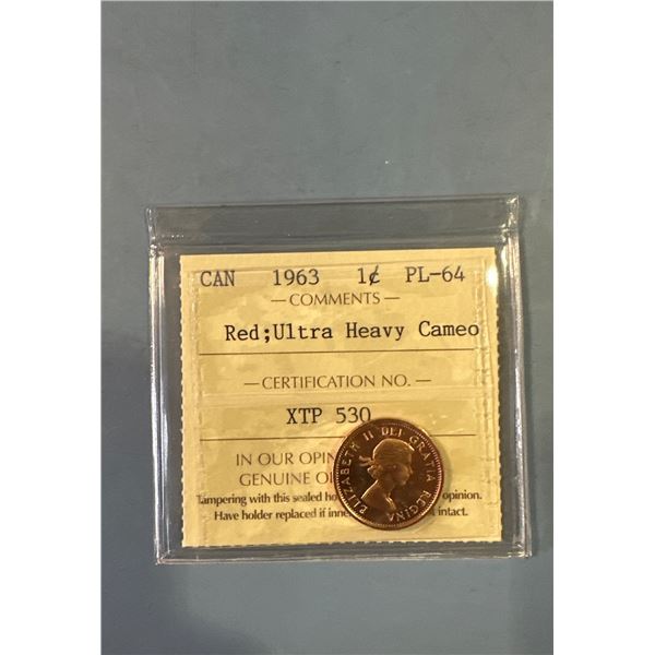 Canada 1963 $1 Cent PL-64 Red Ultra Heavy Cameo