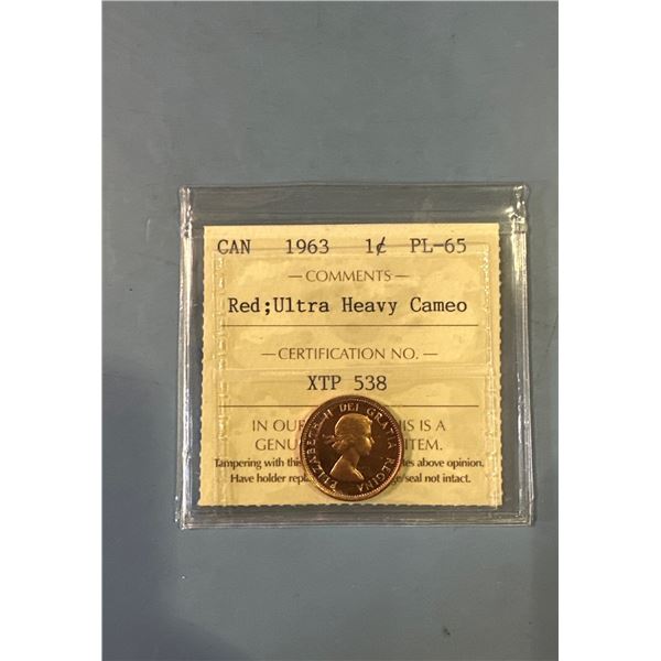 Canada 1963 1 Cent PL-65 Red Ultra Heavy Cameo