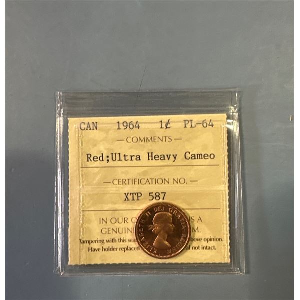 Canada 1964 1 Cent PL-64 Red Ultra Heavy Cameo