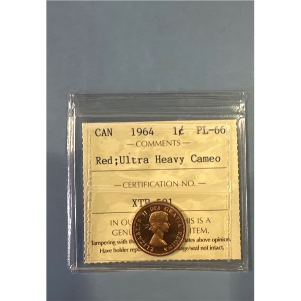 Canada 1964 1 Cent PL-66 Red Ultra Heavy Cameo