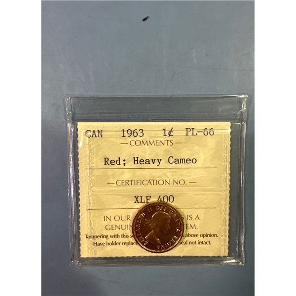 Canada 1963 1 Cent PL-66 Red Heavy Cameo