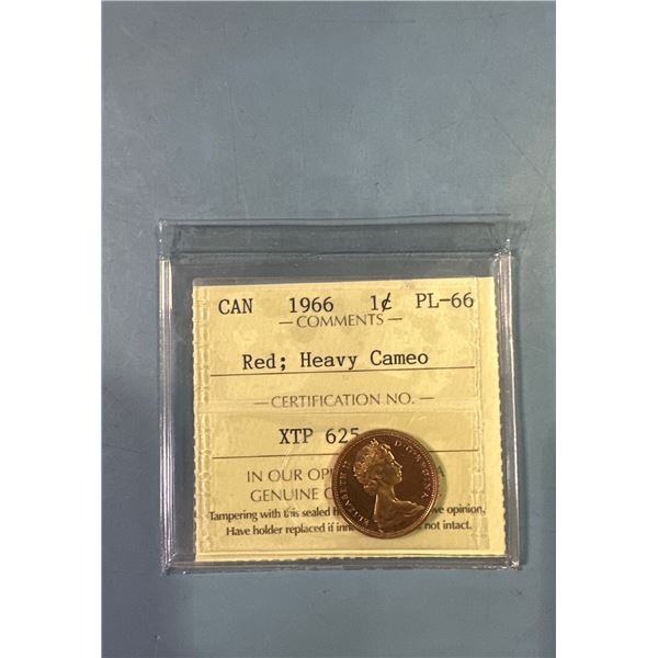 Canada 1966 1 Cent PL-66 Red Heavy Cameo