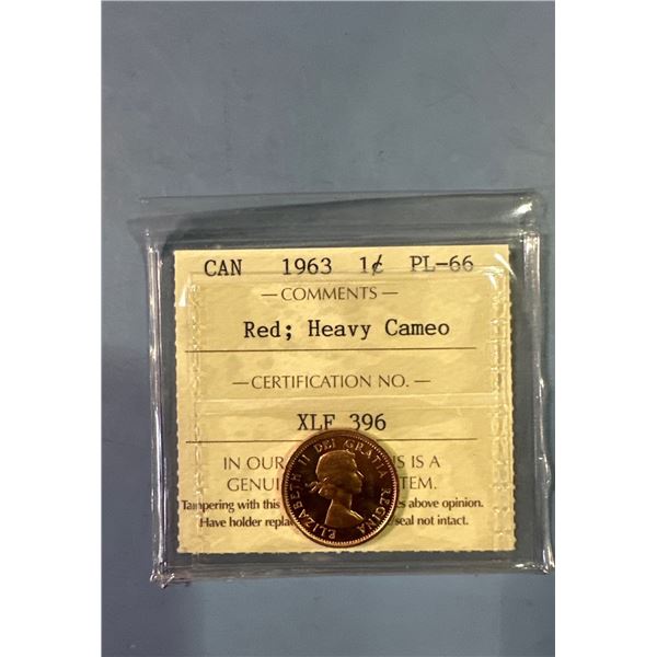 1963 1 cent PL-66 Red Heavy Cameo