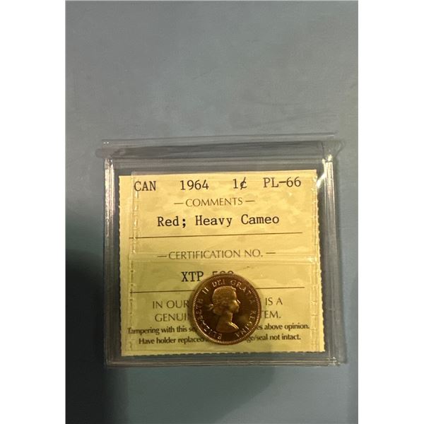 1964 1 cent PL-66 Red Heavy Cameo