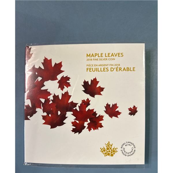 2018 $10 Fine Silver Coin -Maple Leaves 1/2 oz