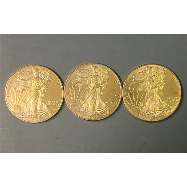 Lot of 3 - 2013 American Eagle 1oz Silver Dollars