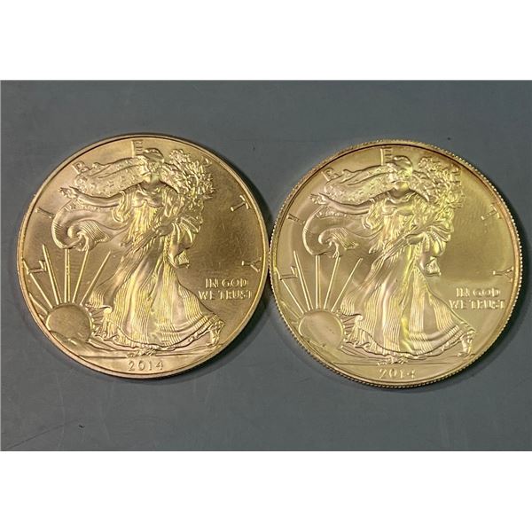 Lot of 2 - 2014 American Eagle 1oz Silver Dollars