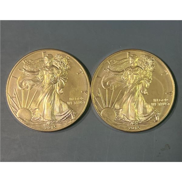 Lot of 2 - 2015 American Eagle 1oz Silver Dollars