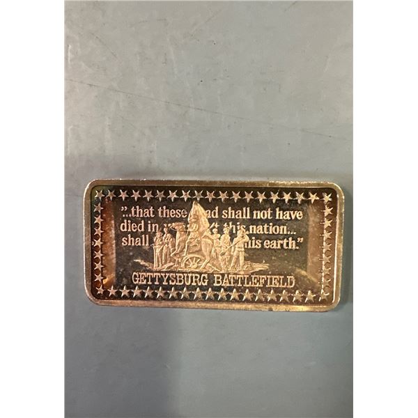 Gettysburg Battlefield 1 Oz Silver Bar