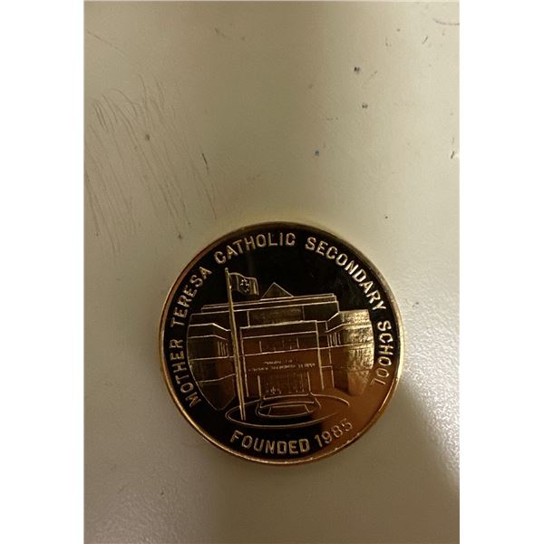 Mother Theresa Catholic school, 1985 coin