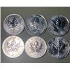 Image 1 : Lot of 6 - 2009 $5 Canadian Maple, 1oz, 0.999 Fine Silver Rounds