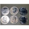 Image 2 : Lot of 6 - 2009 $5 Canadian Maple, 1oz, 0.999 Fine Silver Rounds