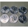 Image 1 : Lot of 6 - 2009 $5 Canadian Maple, 1oz, 0.999 Fine Silver Rounds