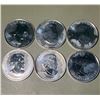 Image 2 : Lot of 6 - 2009 $5 Canadian Maple, 1oz, 0.999 Fine Silver Rounds
