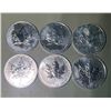 Image 1 : Lot of 6 - 2009 $5 Canadian Maple, 1oz, 0.999 Fine Silver Rounds