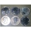Image 2 : Lot of 6 - 2009 $5 Canadian Maple, 1oz, 0.999 Fine Silver Rounds