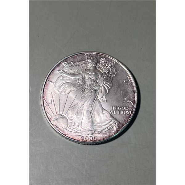2005 $1 American 1oz, 0.999 Pure Silver Eagle Round.