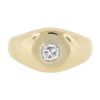 Image 6 : Unisex Solid 14k Gold 0.21 ctw Round Cut Diamond Bezel Solitaire Signet Band Rin