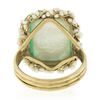 Image 6 : Vintage 14k Gold Carved Mother Of Pearl Cameo Chrysoprase Seed Pearl Frame Ring