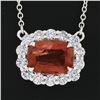 Image 3 : NEW 18K White Gold 3.61 ctw GIA Cushion Spinel w/ Diamond Halo Pendant Necklace