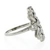 Image 5 : Antique Art Deco 14K White Gold 0.60 ctw Diamond Unique Open Milgrain Dinner Rin
