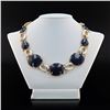 132.52 ctw UNHEATED Blue Sapphire and 6.08 ctw Diamond 18K Yellow Gold Necklace