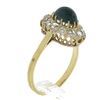 Image 6 : Antique Victorian 18k Gold Oval Cabochon Sapphire Old Rose Cut Diamond Halo Ring