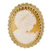 Image 1 : Vintage 14k Yellow Gold Carved Shell Cameo w/ Scalloped Frame Pin Brooch Pendant