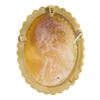 Image 4 : Vintage 14k Yellow Gold Carved Shell Cameo w/ Scalloped Frame Pin Brooch Pendant