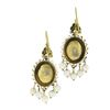 Image 1 : Vintage Victorian Revival 14k Gold Pearl Drop Dangle Earrings w/ Black Enamel