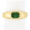 Image 9 : Unisex NEW 14K Yellow Gold 0.66 ctw Green Emerald Sideways Bezel Solitaire Ring