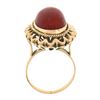 Image 8 : Vintage 18k Gold GIA Oval Cabochon Orange-Red Coral w/ Open Work Frame Ring