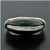 Image 2 : Vintage 14K Yellow Gold.13 ctw Pave Diamond & Domed Custom Cut Black Onyx Ring
