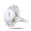Image 2 : 13mm White South Sea Cultured Pearl and 1.46 ctw Diamond Platinum Ring (GIA CERT