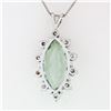 Image 5 : Vintage 14K White Gold Marquise Green Amethyst & 1.15 ctw Diamond Pendant Neckla