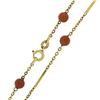 Vintage 18k Yellow Gold Coral Bead w/ Bar & Cable Link 30" Long Station Necklace