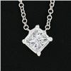 Image 3 : NEW 14k White Gold 0.41 ctw Princess Diamond Solitaire Petite Pendant Necklace