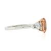 Image 6 : Platinum & 14K Gold AGL Ceylon Orange Sapphire & Diamond 3 Stone Engagement Ring