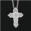 Image 3 : New Platinum 1.53 ctw Shared Prong Round Brilliant Diamond Cross Pendant w/ Chai