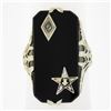 Image 7 : Antique Art Deco 14K Gold Black Onyx & Diamond Masonic Star Long Dinner Ring
