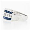 Image 6 : 18k White Gold 3.20 ctw Square Princess Diamond & Sapphire Channel Wide Band Rin