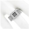 Image 3 : 14k White Gold 0.26 ctw Pave Diamond Square 5 Row Snake Link Wide Cigar Band Rin