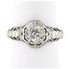 Antique Art Deco 18k Gold GIA 0.94 ctw European Diamond Filigree Engagement Ring