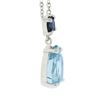 Image 3 : New 14k Gold 2.44 ctw Pear Aquamarine & Sapphire Pendant & Adjustable Cable Chai