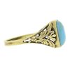 Image 5 : Vintage 14k Yellow Gold Cabochon Bezel Turquoise Open Filigree Work Ring