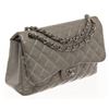 Image 2 : Chanel Grey Leather Large Double Flap Shoulder Bag